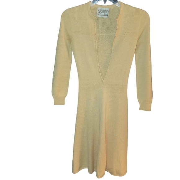 Vintage St John for Neiman Marcus XS-S Knit Dress Yellow